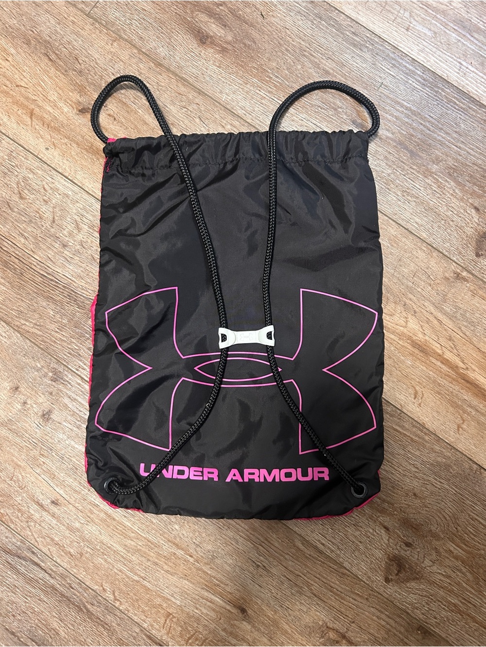 Under Armour Black and Pink Logo Drawstring Backpack